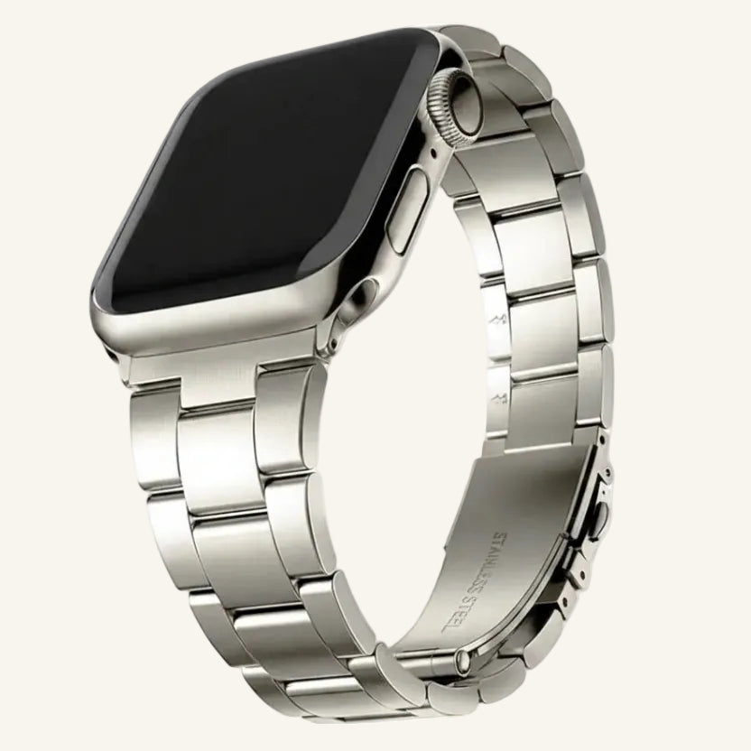 Bracelet Apple Watch acier — coloris argent, or, noir et bleu royal