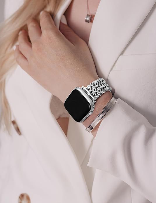 Bracelet Apple Watch acier effet bijou tressé pour femme