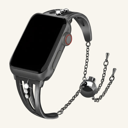 Bracelet Apple Watch acier strass noir compatible Series SE et Ultra