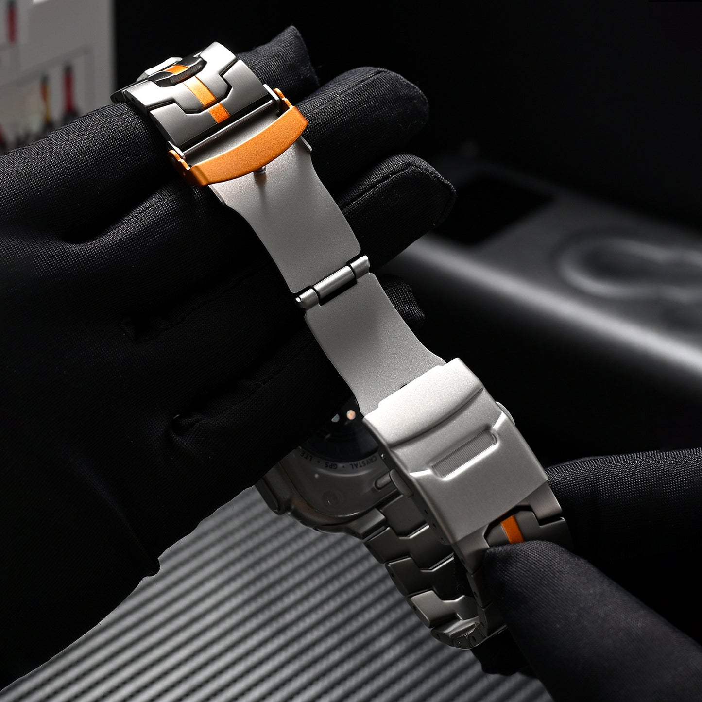 Bracelet Apple Watch acier et titane à maillons — Le Colosse