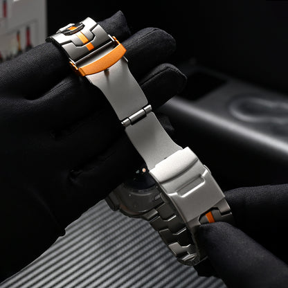 Bracelet Apple Watch acier et titane à maillons — Le Colosse