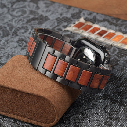 Bracelet Apple Watch bois de santal véritable et acier pour homme