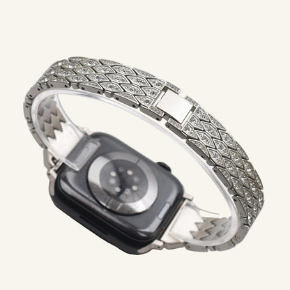 Bracelet Apple Watch chaîne strass argent et or femme