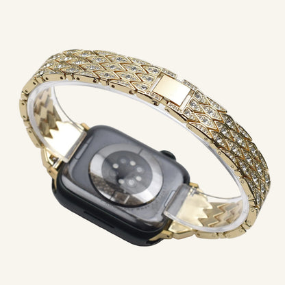 Bracelet Apple Watch chaîne strass or rose femme