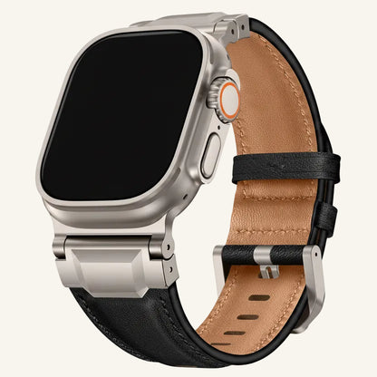 Bracelet Apple Watch cuir nappa brun noir armure