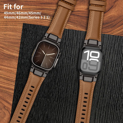 Bracelet Apple Watch cuir armure cadre finition titane