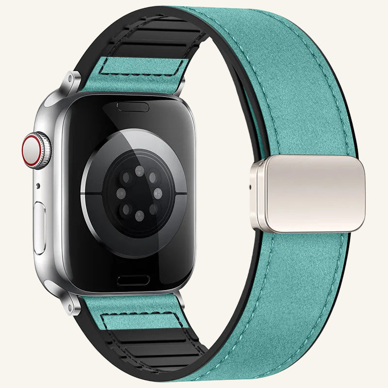 Bracelet Apple Watch cuir crazy horse fermoir magnétique vert émeraude