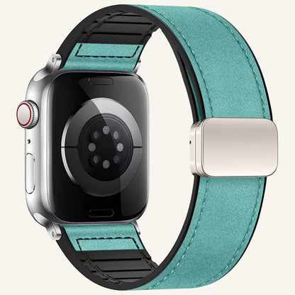 Bracelet Apple Watch cuir crazy horse fermoir magnétique vert émeraude