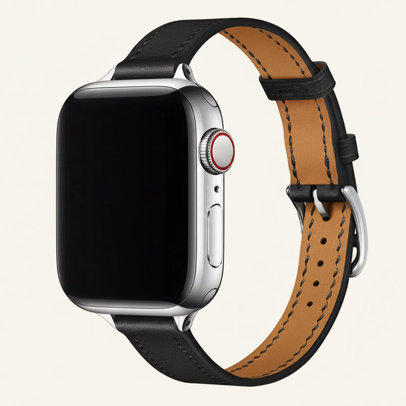 Bracelet Apple Watch cuir double tour bleu saphir