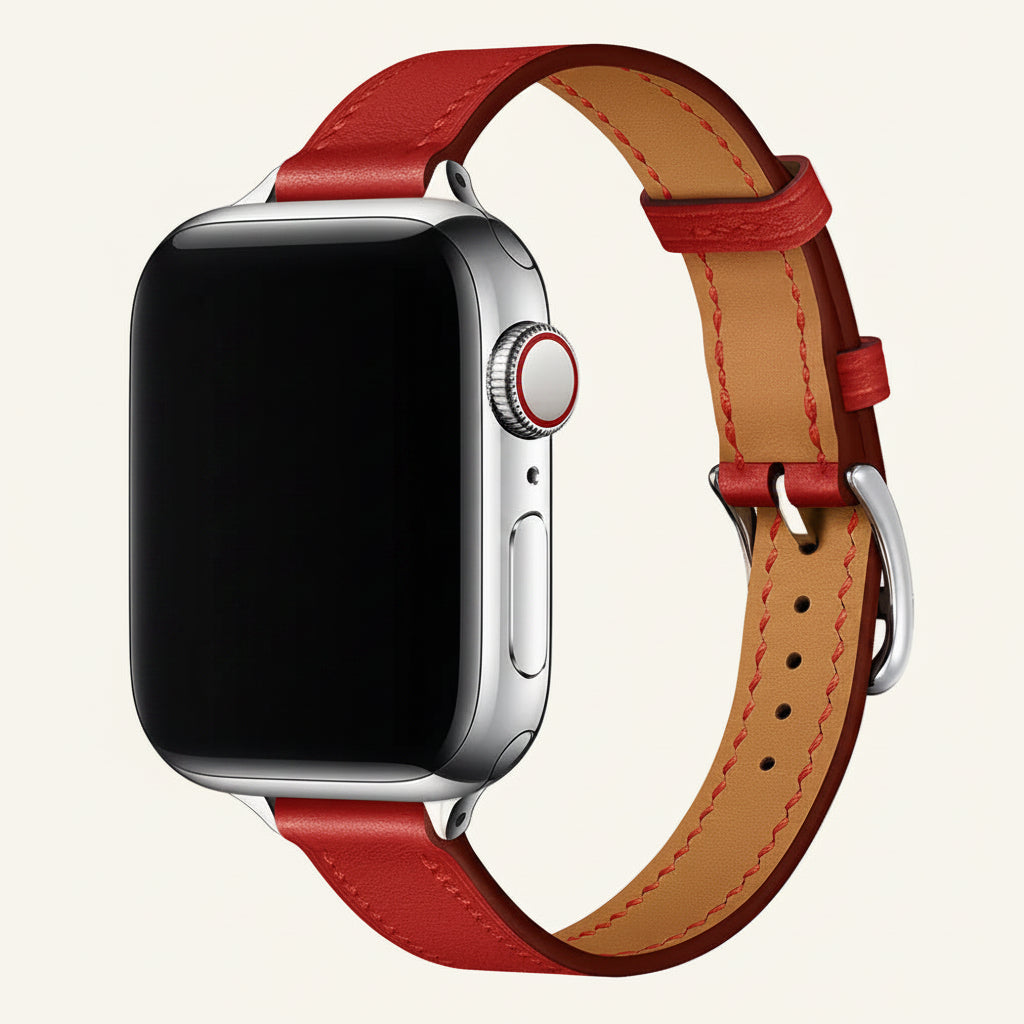 Bracelet Apple Watch cuir double tour rose bohème-chic