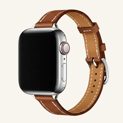 Bracelet Apple Watch cuir double tour taupe femme