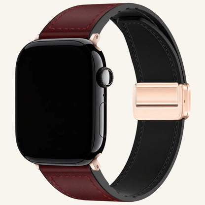 Bracelet Apple Watch cuir fermoir magnétique gris foncé