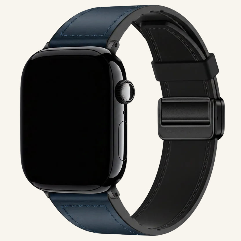 Bracelet Apple Watch cuir fermoir magnétique orange