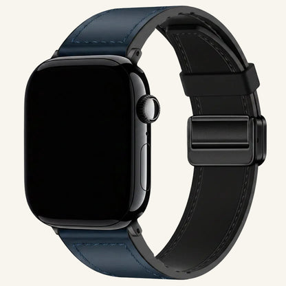 Bracelet Apple Watch cuir fermoir magnétique orange