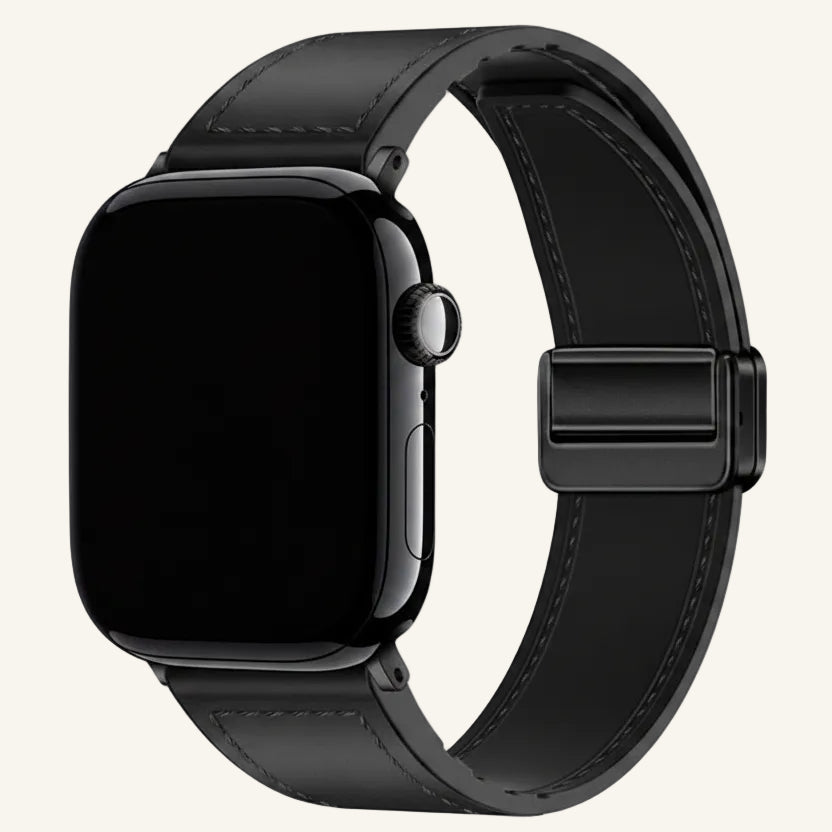 Bracelet Apple Watch cuir fermoir magnétique rouge