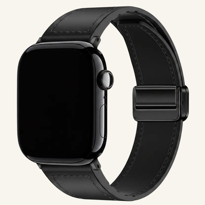 Bracelet Apple Watch cuir fermoir magnétique rouge