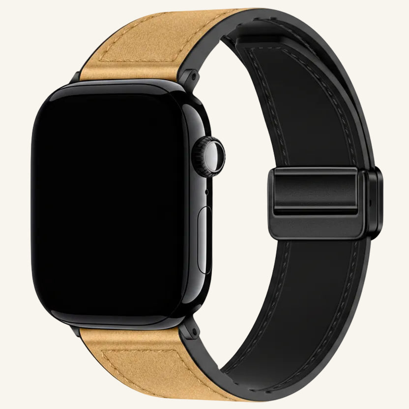 Bracelet Apple Watch cuir fermoir magnétique sable rose