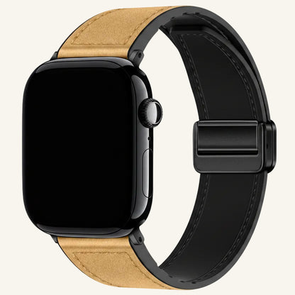 Bracelet Apple Watch cuir fermoir magnétique sable rose