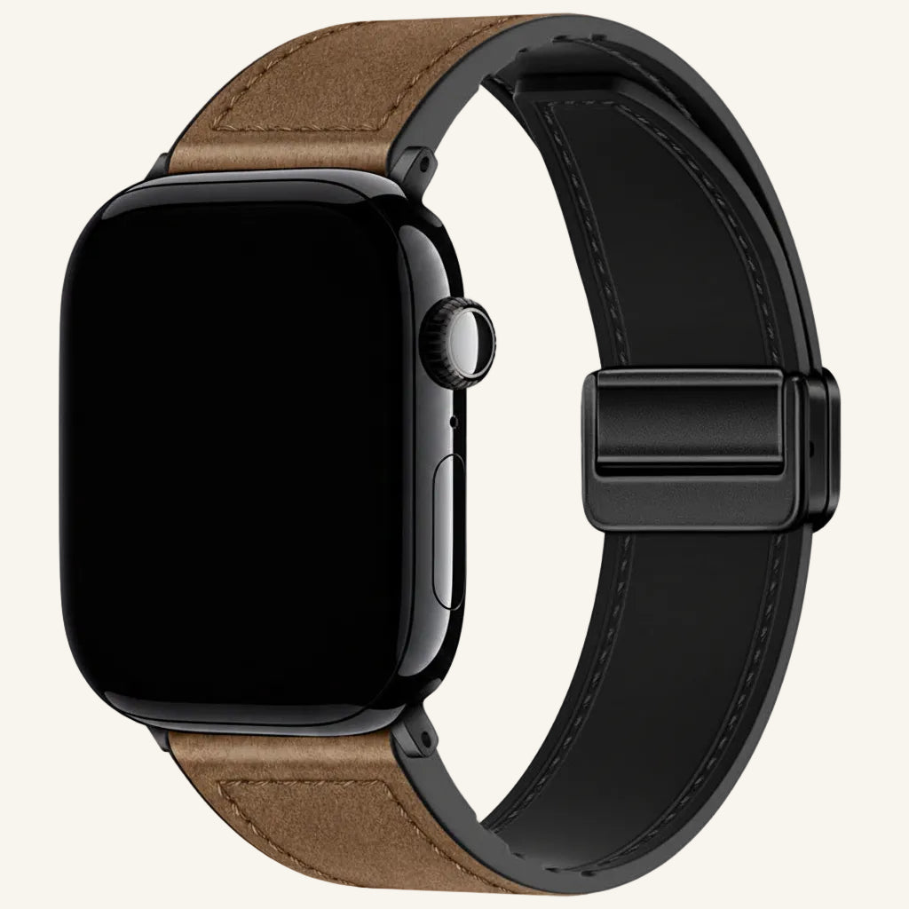 Bracelet Apple Watch cuir fermoir magnétique violet brume
