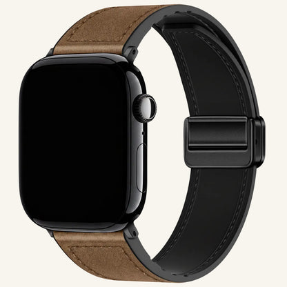 Bracelet Apple Watch cuir fermoir magnétique violet brume