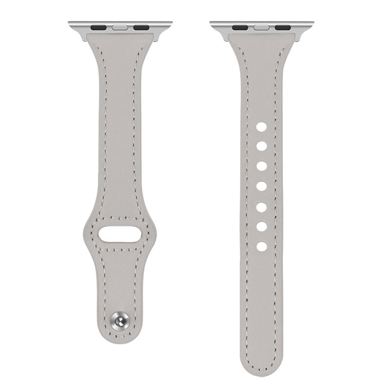 Bracelet Apple Watch cuir fin blanc femme