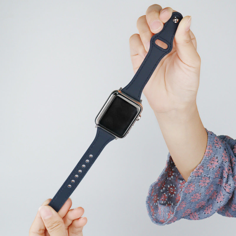 Bracelet Apple Watch cuir fin boucle papillon femme — L'Épurée