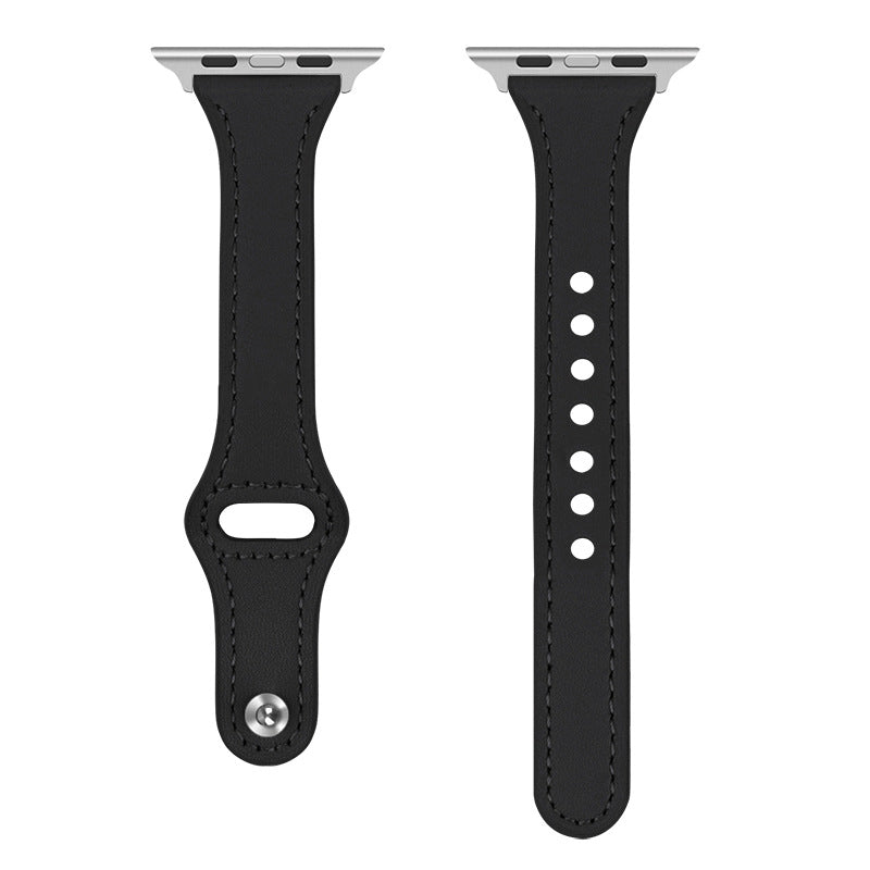 Bracelet Apple Watch cuir fin gris clair femme