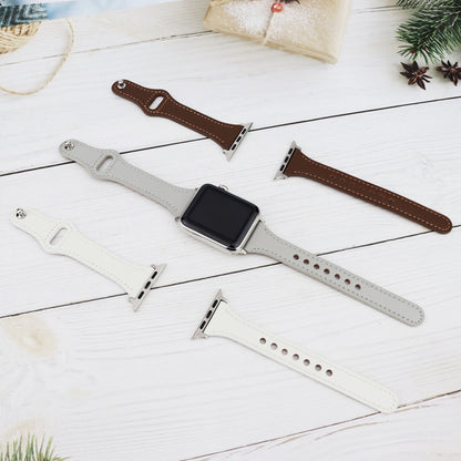 Bracelet Apple Watch cuir fin taupe femme