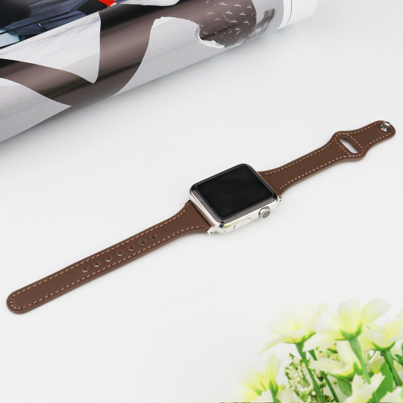 Bracelet Apple Watch cuir fin vert menthe femme
