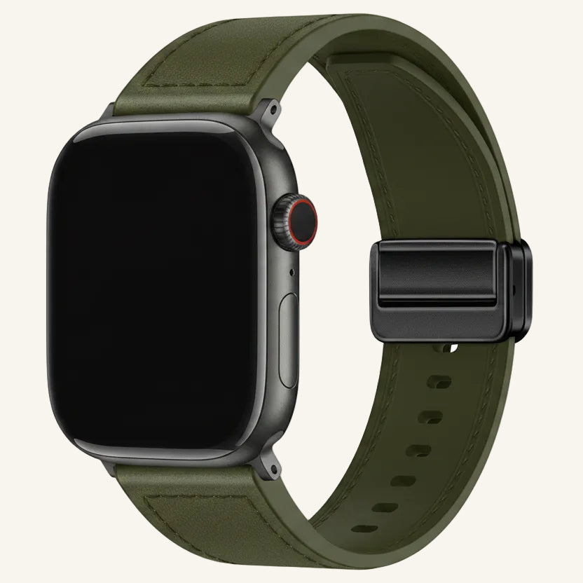 Bracelet Apple Watch cuir huilé fermoir magnétique brun