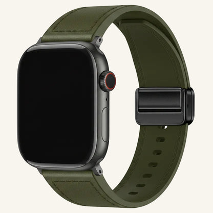 Bracelet Apple Watch cuir huilé fermoir magnétique brun