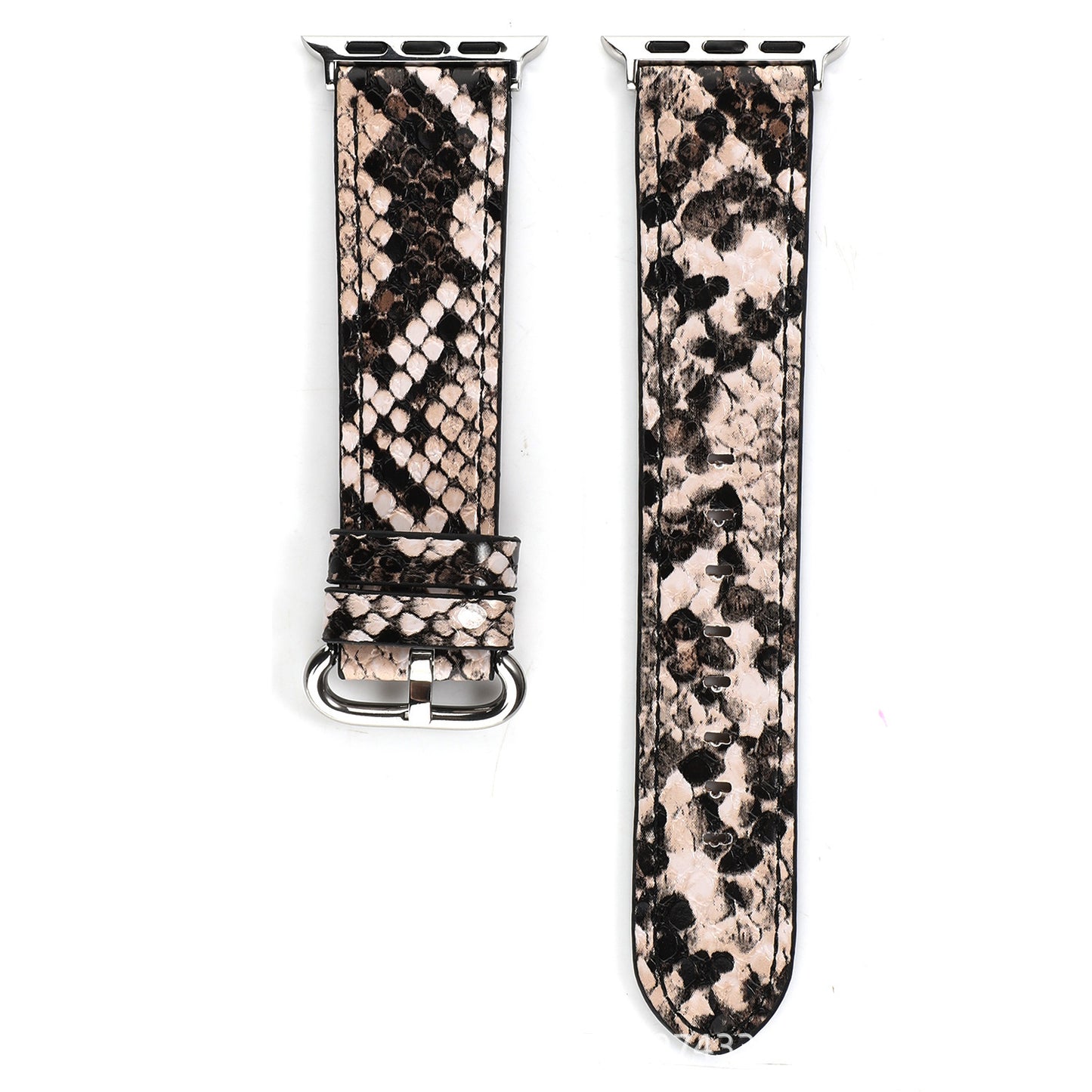 Bracelet Apple Watch cuir motif serpent rose