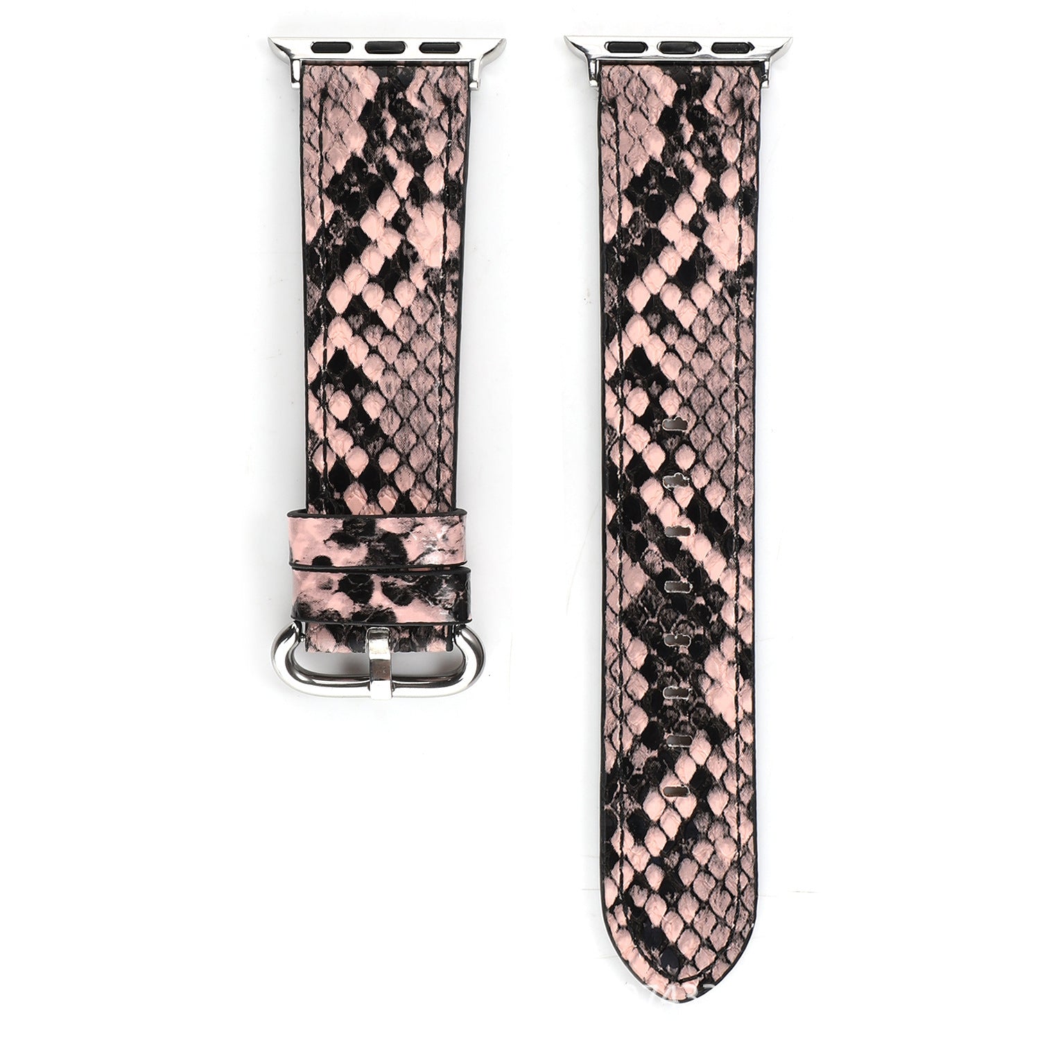 Bracelet Apple Watch cuir motif serpent gris