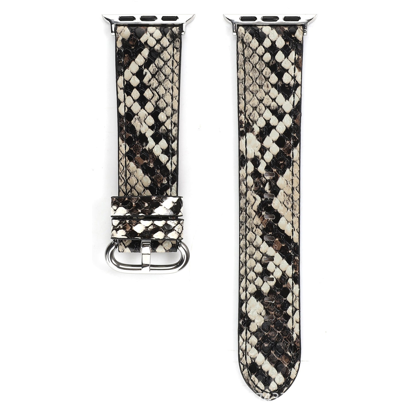 Bracelet Apple Watch cuir motif serpent kaki