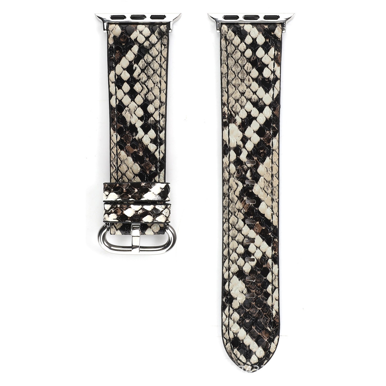 Bracelet Apple Watch cuir motif serpent kaki