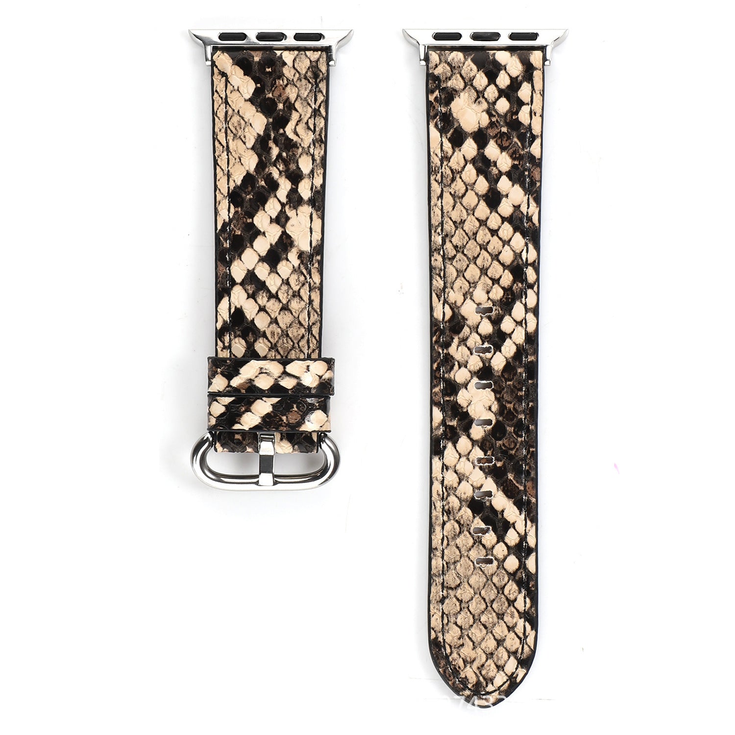 Bracelet Apple Watch cuir motif serpent brun foncé