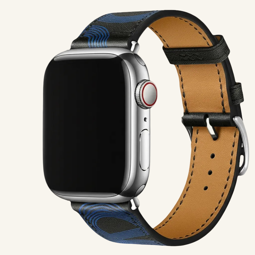 Bracelet Apple Watch cuir single tour porté au poignet