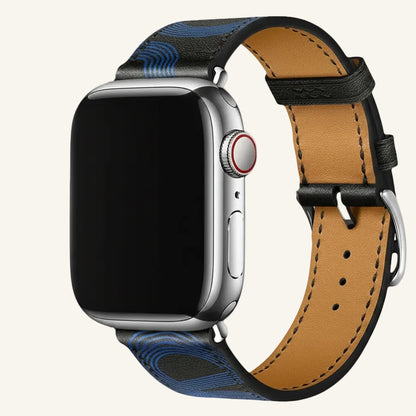 Bracelet Apple Watch cuir single tour porté au poignet