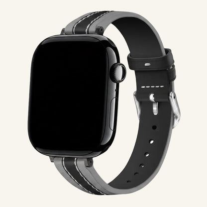 Bracelet Apple Watch cuir surpiqûre noir moderne homme