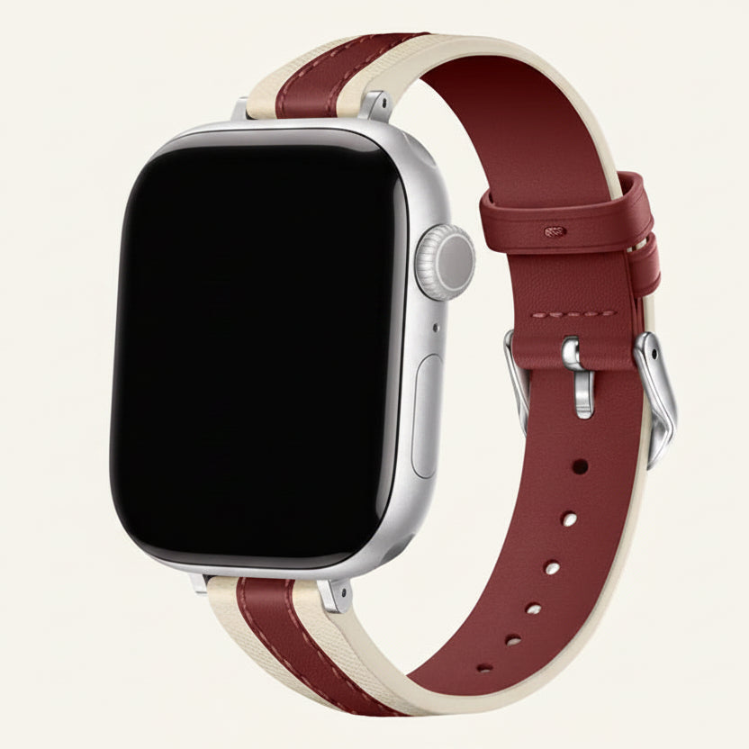 Bracelet Apple Watch cuir surpiqûre sellier homme brun — Le Sellier