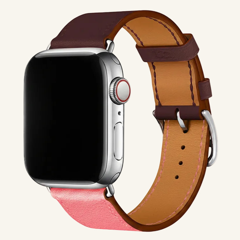 Bracelet Apple Watch cuir de veau single tour compatible Series SE et Ultra