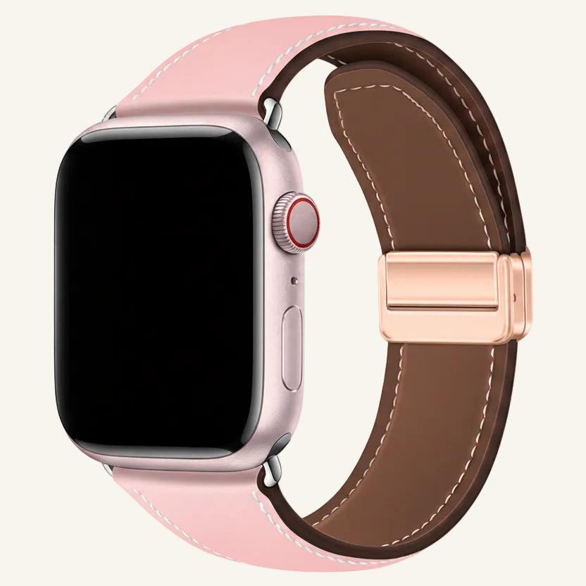 Bracelet Apple Watch cuir velours abricot femme
