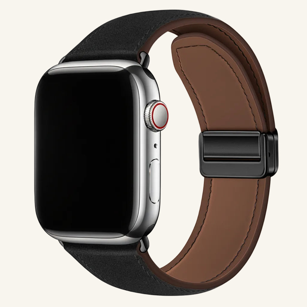 Bracelet Apple Watch cuir velours brun femme