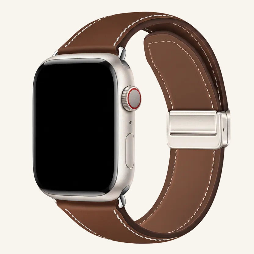 Bracelet Apple Watch cuir velours gris doux femme