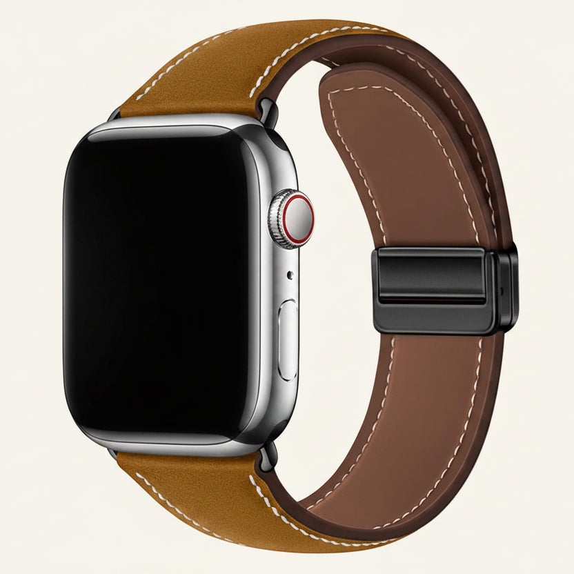 Bracelet Apple Watch cuir velours fermoir magnétique femme — La Veloutée