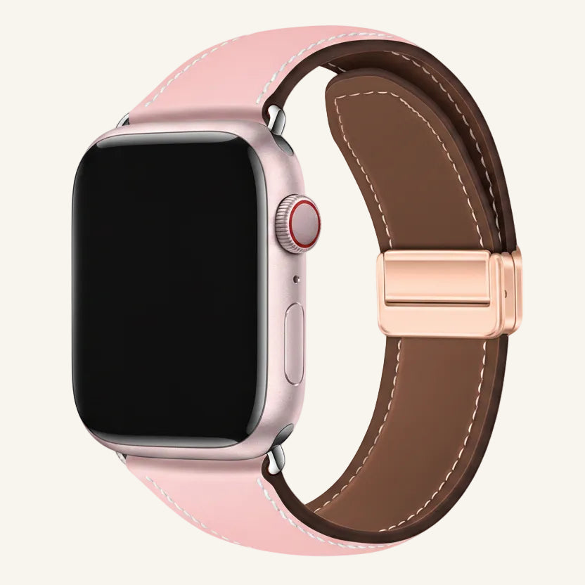 Bracelet Apple Watch cuir velours magnétique compatible Series SE et Ultra