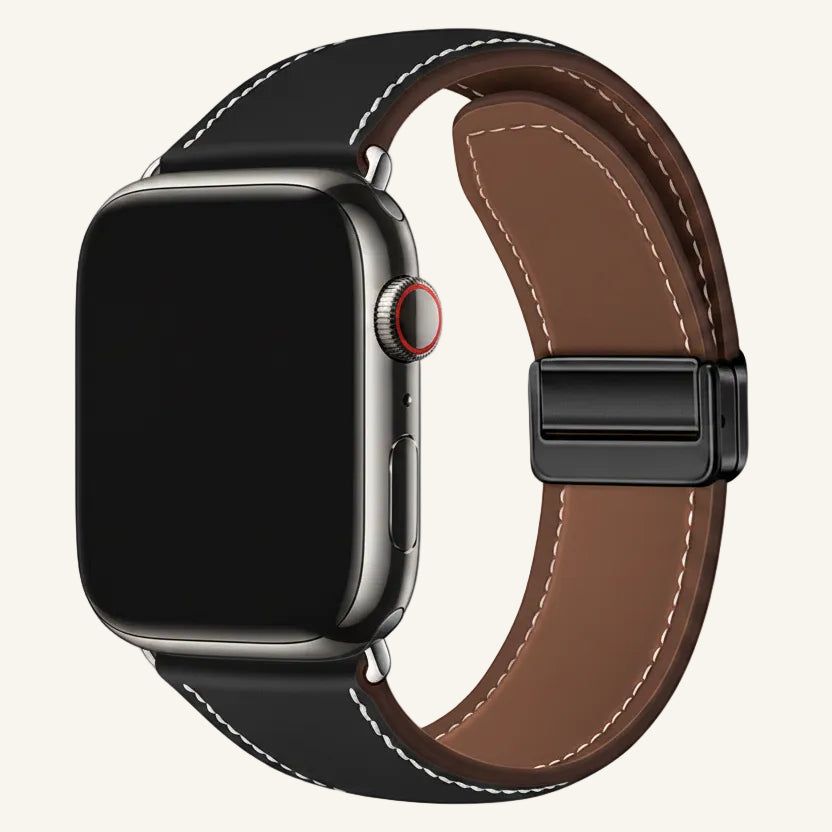 Bracelet Apple Watch cuir velours noir femme