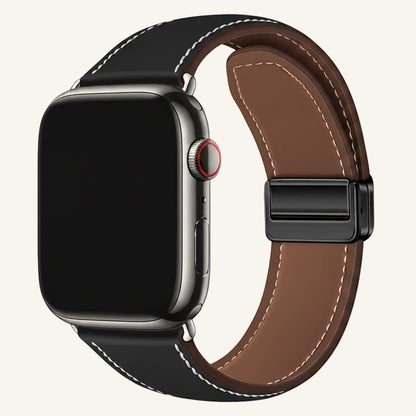 Bracelet Apple Watch cuir velours noir femme