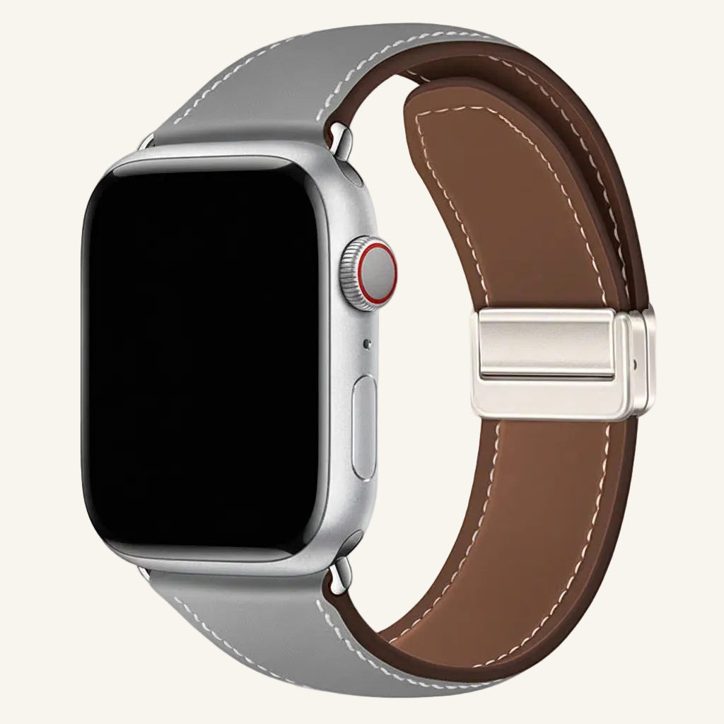 Texture velours fine du bracelet Apple Watch cuir véritable