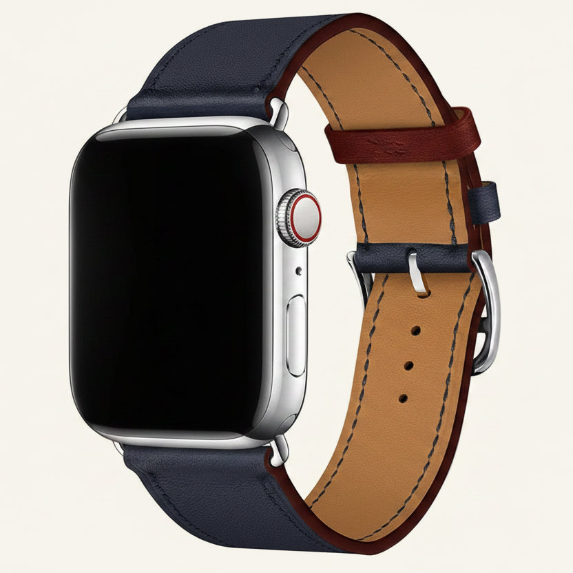 Bracelet Apple Watch cuir véritable single tour ambre